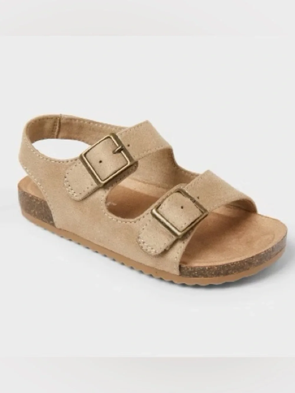 Cat & Jack Kids' Tan Suede Double Buckle Sandals Size 7